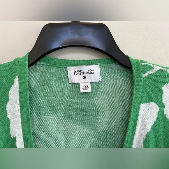 Diane von Furstenburg x Target V-Neck Ginkgo Green Sweater Wrap Top Dress, XXS - Picture 6 of 14